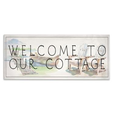 Imagem de Stupell Industries Arte de parede em tela Welcome Cottage at Lake's Edge por Lil' Rue, 33 x 30