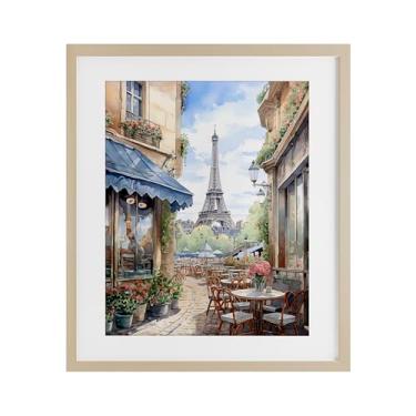 Imagem de Stupell Industries Impressão emoldurada de bétula da Torre Eiffel com vista da cidade por LSR Creative Studio, 40 x 33