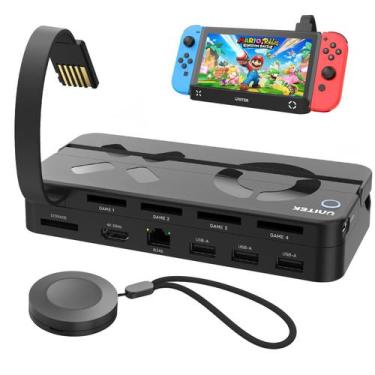 Imagem de Nintendo Switch TV Dock Station Unitek com leitor de cartões de jogo