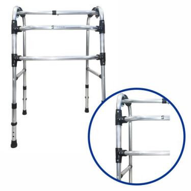 Imagem de Andador Articulado 3 Barras Alumínio Brilho Regulável Até 150kg Sequen