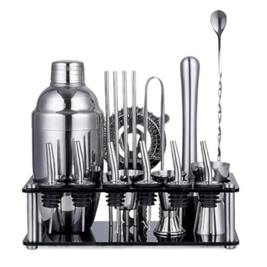 Imagem de ZZTWER Kit de bartender, conjunto de coqueteleira de aço inoxidável, 18 peças, coqueteleira, coqueteleira, conjunto de barra de ferramentas para casa e bar conjunto de coqueteleiras