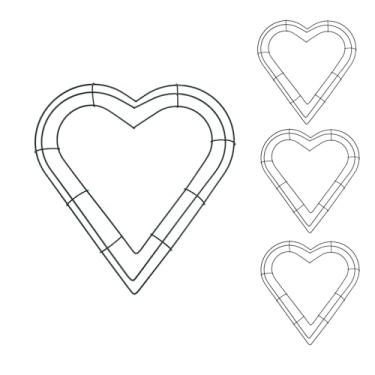 Imagem de Yuqim Pacote com 4 guirlandas de arame verde em forma de coração, formas de guirlanda de metal de 25 cm para artesanato faça você mesmo, anéis florais para decoração de festa de aniversário de