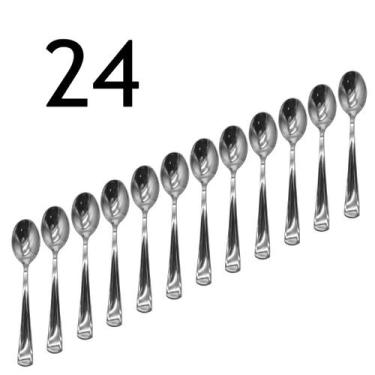 Imagem de Colher Sobremesa Festa Luxo Descartável com 24 Unidades - Make+, Prata