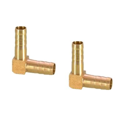 Imagem de 2 peças de encaixe de emenda de farpa de latão em forma de L, encaixe de mangueira de farpa de 1/10.2 cm, combustível de água e gás, conector de 90 graus.