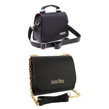 Imagem de Bolsa feminina kit 2 bolsas alça transversal - ZBOLSAS, Mini, Bg preto