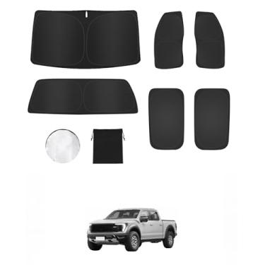 Imagem de 6 peças de persianas de janela para Ford F150 4 portas (2021-2025) Acessórios – Cobertura total para janelas laterais, triangular traseiro e para-brisa – Proteção UV e privacidade para acampamento