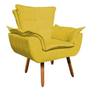 Imagem de Poltrona Opala Salão Sala De Jantar - Suede Amarelo - King Lar