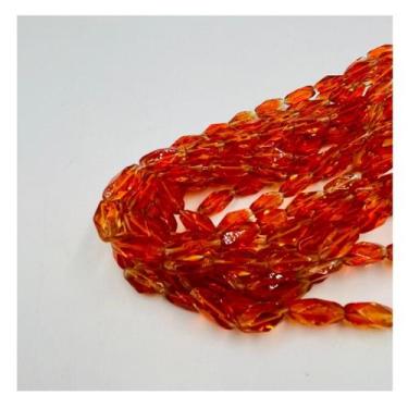 Imagem de Fio de Pedras 16x6mm 20un Retângulo Laranja 30cm Artesanato - Macall