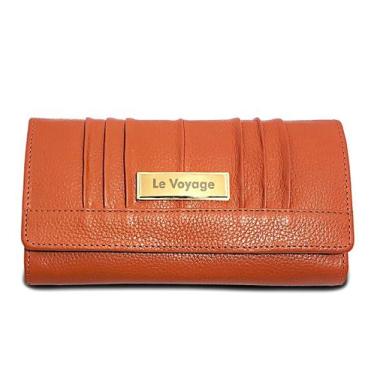 Imagem de Carteira Grande Feminina De Couro Cheque Cartões Documentos - Le Voyag