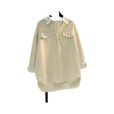 Imagem de Camisa Feminina de Veludo com Bolso Duplo - Manga Comprida, Gola Polo 