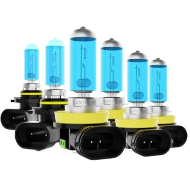 Imagem de DMEPUGI Lâmpadas de farol adequadas para Chevy EQUINOX 2010-2018, 9005 H11 Farol alto baixo H11 Combo de faróis de neblina H11, luz branca super brilhante 5500K lâmpadas de halogêneo de alto