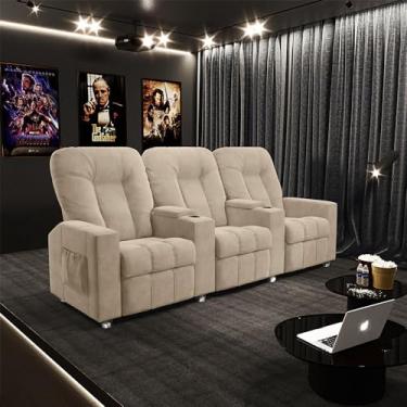 Imagem de Poltrona Reclinável 3 lugares para Sala de Cinema Arsenal Suede Bege G23 - Encantum
