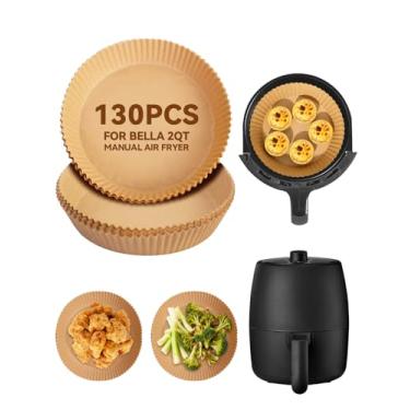 Imagem de 130 peças de forros de papel Airfryer para fritadeira manual Bella 2QT, antiaderente descartável, airfryer redondo, papel pergaminho, pequeno, acessórios para fritadeira de ar de grau alimentício, sem