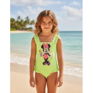 Imagem de Maiô Com Babadinhos Minnie Praia Suquinho Animê, 8, Verde neon