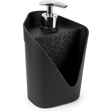 Imagem de Dispenser Porta Detergente e Esponja 500ml Preto Design Minimalista e Elegante Suporte Pia Limpeza Resistente Premium