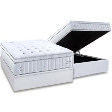 Imagem de Cama Box Baú Casal: Colchão Molas MasterPocket Ensacadas Herval C1781 + Base CRC Linhão White (138x188)