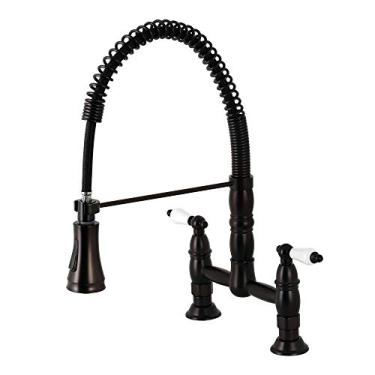 Imagem de Kingston Brass GS1275PL Torneira de cozinha pulverizadora Heritage Pull-down, bronze polido a óleo