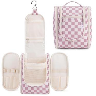 Imagem de Bolsa de higiene Narwey Small Checkered Dusty Rose para mulheres