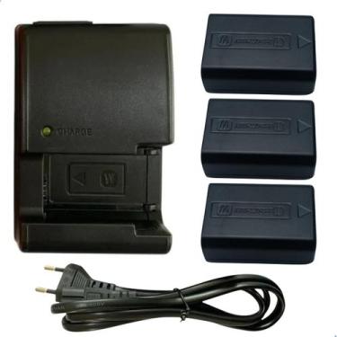 Imagem de Kit Carregador e 3 Baterias NP FW50 Para Câmeras Sony Alpha A5000 A600