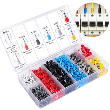 Imagem de Terminal Tubular 0,5mm a 10mm Isolado Ilhos Azul Preto Cinza Vermelho 