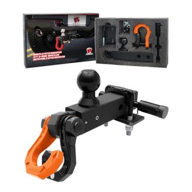 Imagem de AMBULL Recetor de engate de reboque de manilha dividida rotativa e suporte de esfera de 5 cm, manilha dividida com mandíbula de 0,9 cm com suportes de esfera de reboque de 5 cm, Engate de recuperação