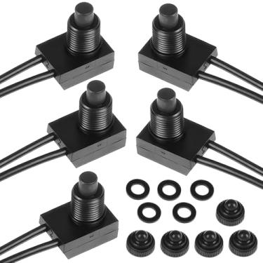Imagem de Jawfait Pacote com 5 interruptores de botão impermeáveis de 12 V, interruptor SPST para ventilador KP-107 RV com fios de 12 cm, durável para motocicleta, carro, caminhão, iate, ventilador de banheiro