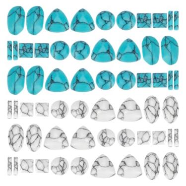 Imagem de PH PandaHall 120 peças turquesa sintética 5 formas azul branco cabochão cúpula triângulo coluna oval quadrado pedras turquesa contas pepitas pedras planas pedras para brinco, pulseira de camafeu