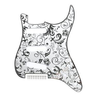 Imagem de OVSAL Protetor de palheta de guitarra de aço inoxidável, 11 furos, SSS, bobina única, potenciômetro de 3/20.3 cm, pickguard de guitarra elétrica de metal compatível com peças de substituição de
