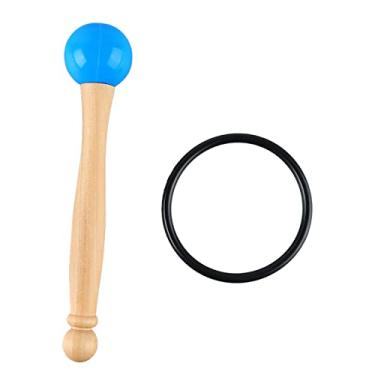 Imagem de WALFRONT Tigela de Tigela de Canto Bastão de Percussão Com Cabeça de Borracha e Maçaneta de Madeira para Tigelas de Cristal Cantando Lindas Lindas Som (Azul)