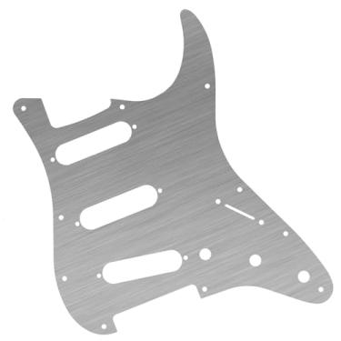 Imagem de DIAO79NI Pickguard de alumínio SSS Strat de 11 furos para guitarra elétrica Fender USA/Mexican Made Standard Stratocaster estilo moderno, prata-1ply (alumínio nodizado).