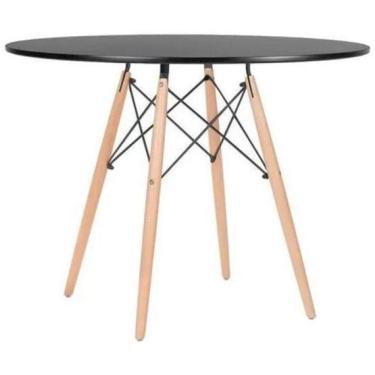 Imagem de Mesa De Jantar Redonda Eames Eiffel Wood 90Cm Preta