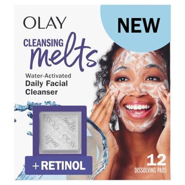 Imagem de Olay Limpeza derrete + limpador facial de retinol, 12 ct, lavagem facial ativada por água, limpa, tonifica e refresca a pele