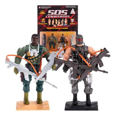 Imagem de Boneco Bonequinho SOS Commandos x Terror Tony Turner x Bad Ninja Cartela com 2 Figuras e Acessórios Colecionáveis Original Gulliver