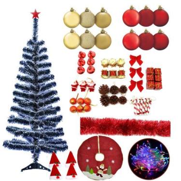 Imagem de Árvore De Natal Nevada 1,20m 120g Decorada Com 81 Itens Pisca Pisca Le