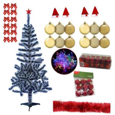 Imagem de Árvore De Natal 1,50m 220g Nevada Com 67 Itens Decorada Pisca Led 110v