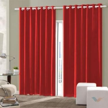Imagem de Cortina Palha Oxford Sala/Quarto 300x250 Com Ilhós Para Varões Simples 3.00 x 2.50(vermelho)