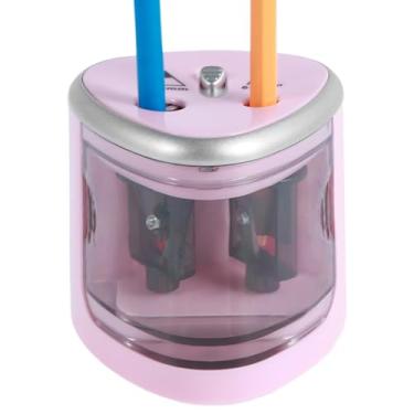 Imagem de KTZCTPCA Apontador de lápis elétrico, apontador de lápis de 2 furos para lápis comuns/coloridos de 6 a 12 mm, design especial garante segurança de uso, apontado, operado por bateria na escola/sala de