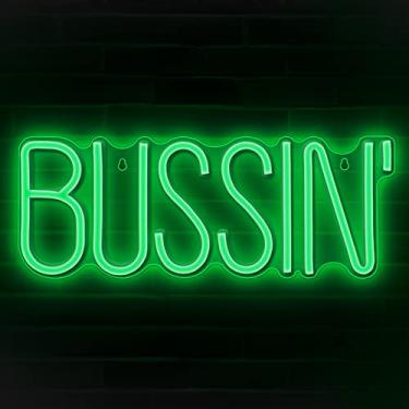 Imagem de Lumoonosity Placa de néon Bussin – Meme Bussin luzes de neon LED para jogadores/streamers/influenciadores – Sinais de LED verdes modernos com interruptor liga/desliga para parede, quarto, decoração de sala de jogos - 42,8 x 16,5 cm