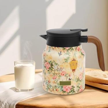 Imagem de KTZCTPCA Jarra de café térmica de grande capacidade de 1000 ml, jarra de água isolada de aço inoxidável 316, bule de chá isolado à prova de vazamento, cafeteira de viagem - bule de chá mantém a água