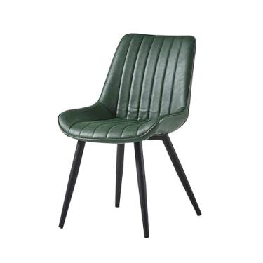 Imagem de Cadeira de jantar contemporânea de couro PU com pernas de metal - várias cores disponíveis (verde)