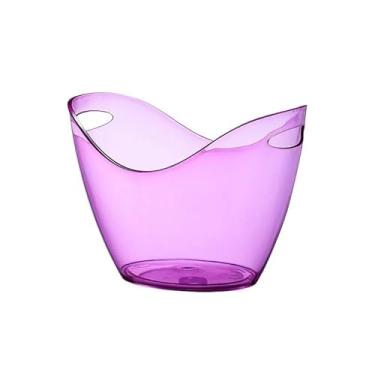 Imagem de balde de vinho Balde de gelo acrílicoBalde champanhe grande capacidadeBalde pellets geloBalde cheio Refrigerador de cerveja(Purple)