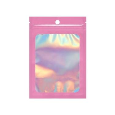 Imagem de Quotidian Sacos de presente de plástico rosa seláveis a quente com zíper 8 x 12,2 cm (8 x 12,2 cm) pacote com 100 – sacos de alumínio resseláveis para sabão artesanal, cápsulas de lavanderia e lenço