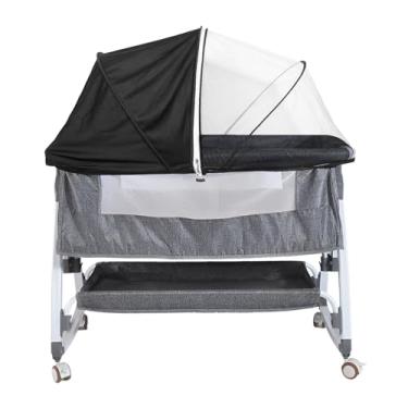 Imagem de Rede mosquiteira para berço com zíper, suporte de rolamento de alta carga, respirável, denso, favo de mel, bloco de malha, pequeno arranhão de gato mosquito (rede preta e branca)