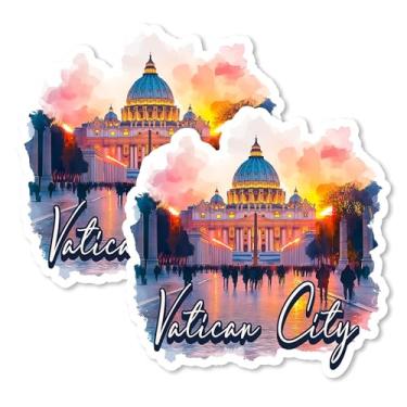 Imagem de Ímã da Cidade do Vaticano Itália 10 cm Pacote com 2 Basílica de São Pedro – Ímãs de viagem decorativos de vinil forte para geladeira armário cozinha escritório – fofa divertida estética legal durável
