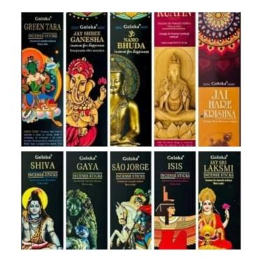 Imagem de Incenso Indiano Goloka Massala Kit 10 Deuses 10 Caixas Fragrância Gaya - Ganesha - Ísis - Buda - Kuanyin - Lakshmi - Jai Hare Krishna - São Jorge - Shiva - Green Tara