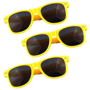 Imagem de YLOIJO Óculos de sol de festa para adultos dos anos 70 e 90 anos neon retrô festa na praia piscina decoração de casamento suprimentos, Amarelo