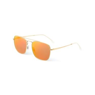 Imagem de JIM HALO Óculos de sol aviador quadrados retrô premium com lentes de vidro planas para homens e mulheres, Armação dourada/lente vermelha espelhada, One Size
