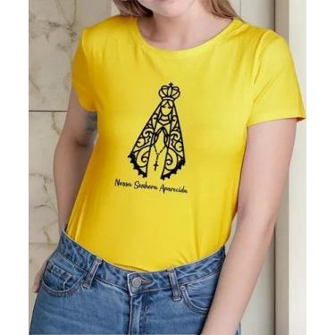 Imagem de Camiseta Camisa Algodão Feminina Masculina Adulto Nossa Senhora Aparec