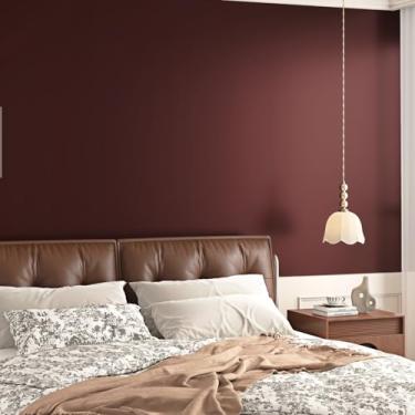 Imagem de Wallderful Papel de parede Luster Burgundy Peel and Stick Vermelho Escuro Papel de Parede Marrom Autoadesivo para Quartos Bancadas Armários Amigável para Locatários Papel de Parede Vinil Cor Sólida 40