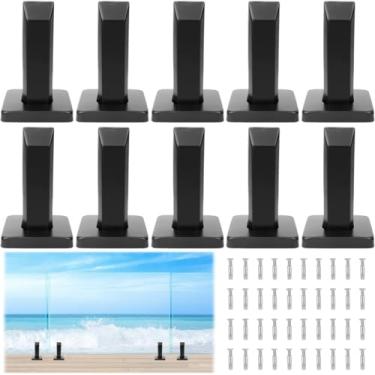 Imagem de LukLoy Braçadeira de grade de torneira de vidro para piscina SS2205 de grau marítimo para projetos costeiros e interiores, preta (pacote com 10, 960 g de grau marítimo SS2205)